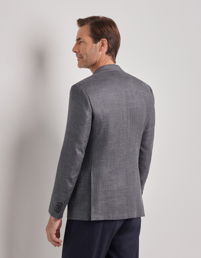 NAVY BLUE TRICOT-EFFECT COTTON JERSEY JACKET 122