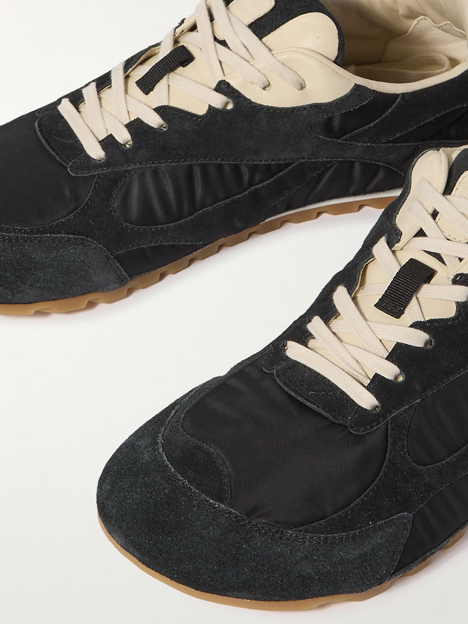 Orbit Leather and Suede-Trimmed Shell Sneakers Black - 5