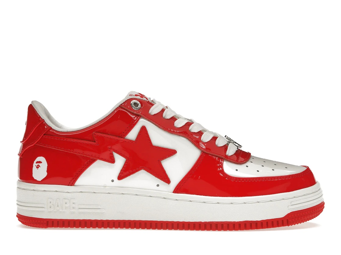 A Bathing Ape Bape Sta Patent Leather White Red (2023) - 1