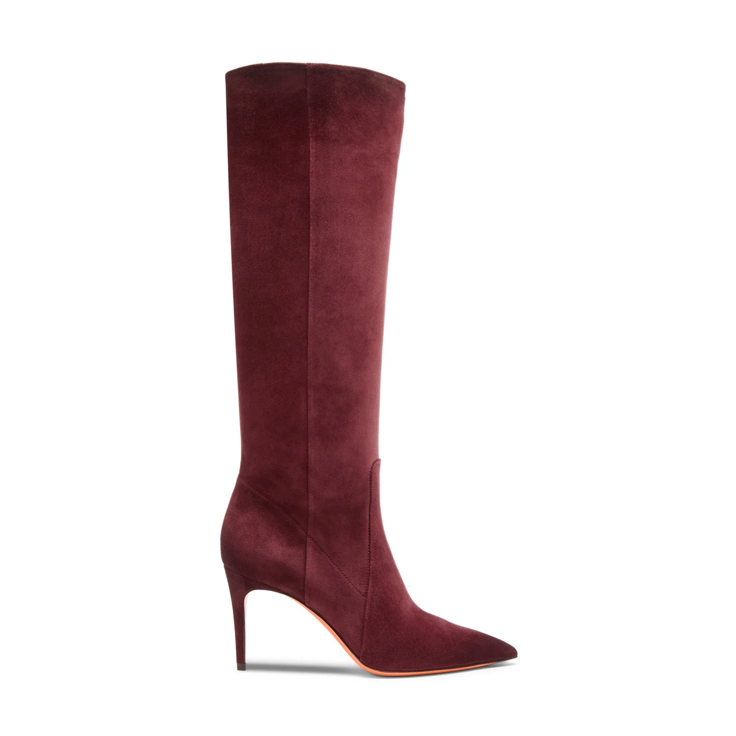 Women's burgundy suede high-heel boot - 1