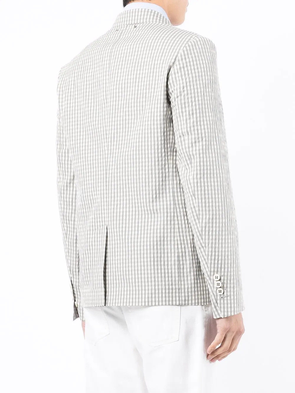 gingham-check single-breasted blazer - 4