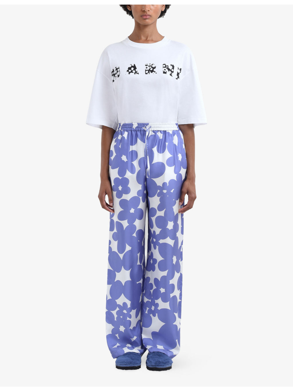 Dillies-Motif Wide-Leg Silk Pyjama Trousers - 3