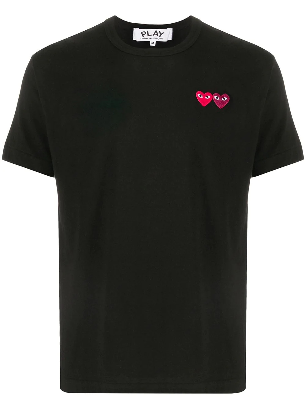 double heart patch short sleeve T-shirt - 1