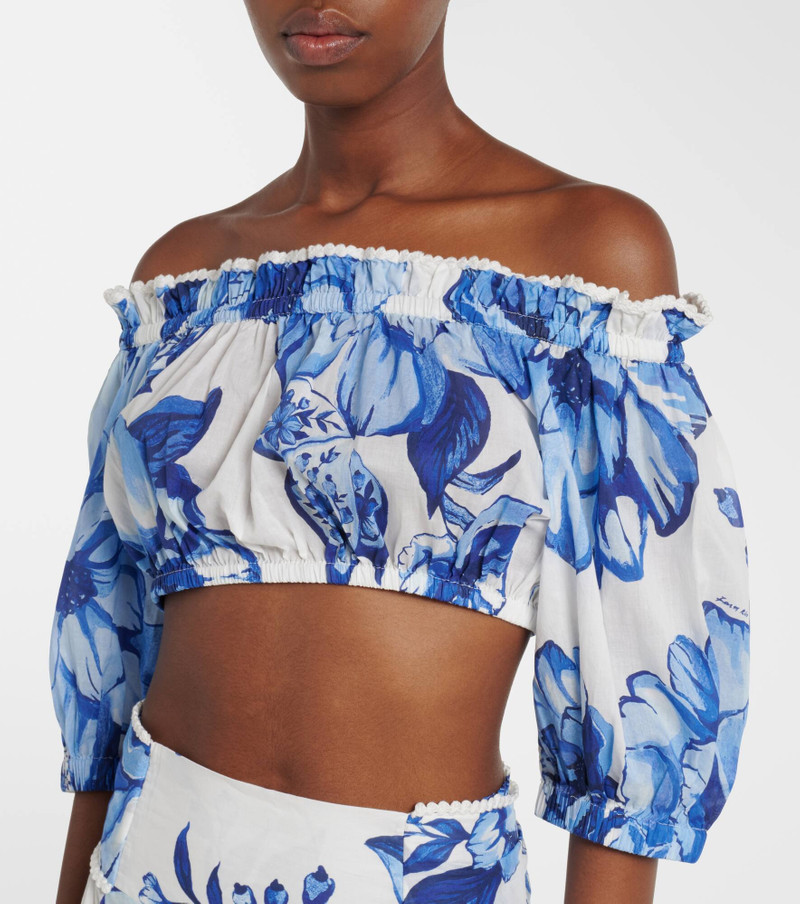 Floral cropped off-shoulder cotton top 3