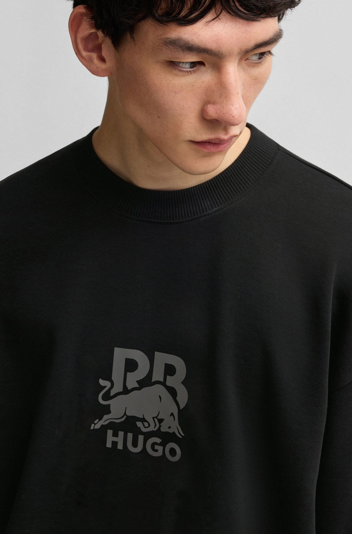 HUGO X RB COTTON-TERRY SWEATSHIRT WITH CARBON STEALTH LOGO - 4