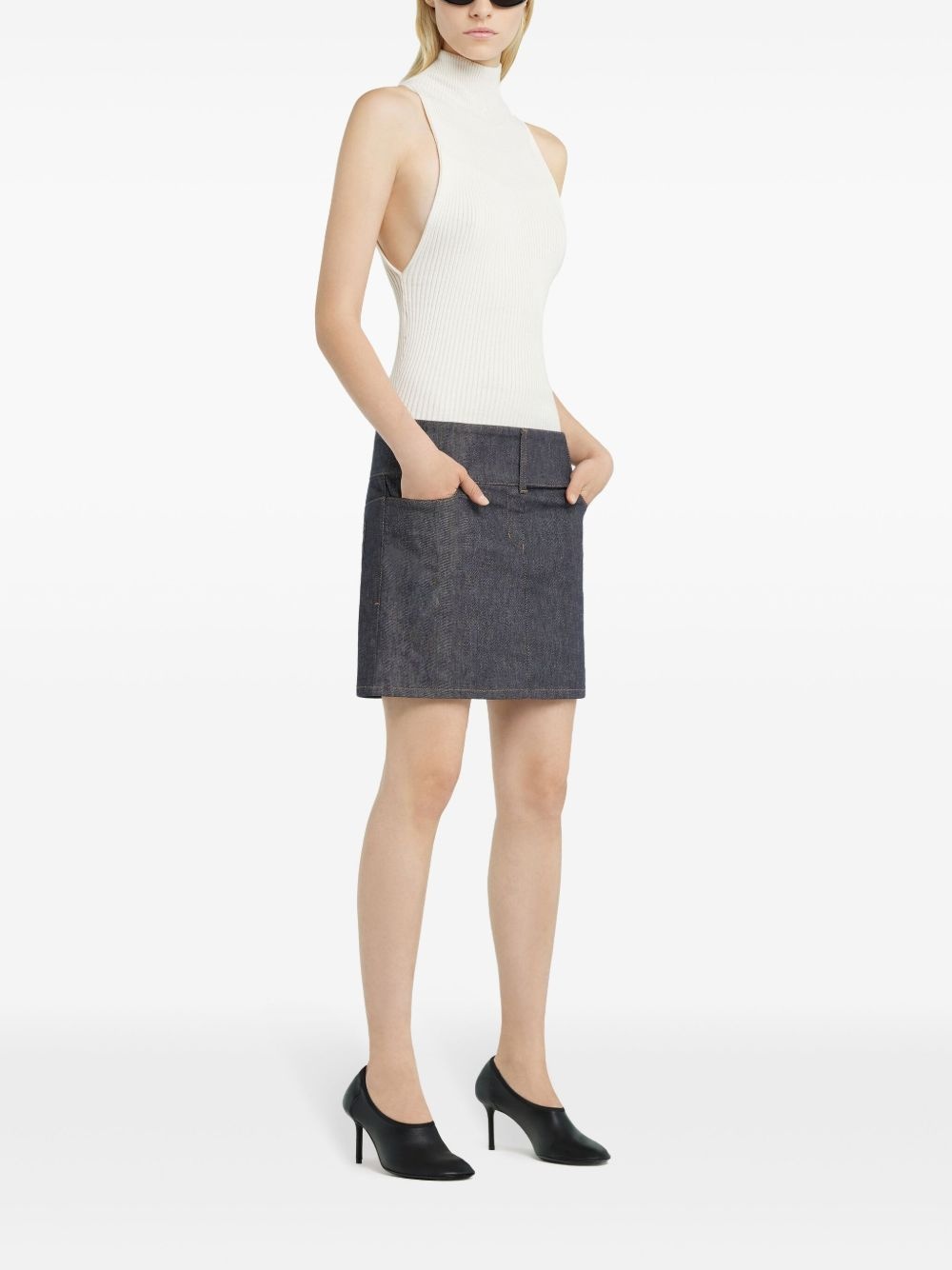 ribbed mock-neck tank top - 3