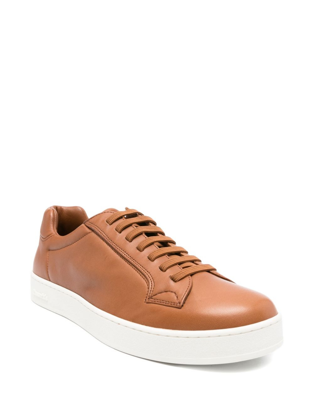 elastic-lace leather sneakers - 2