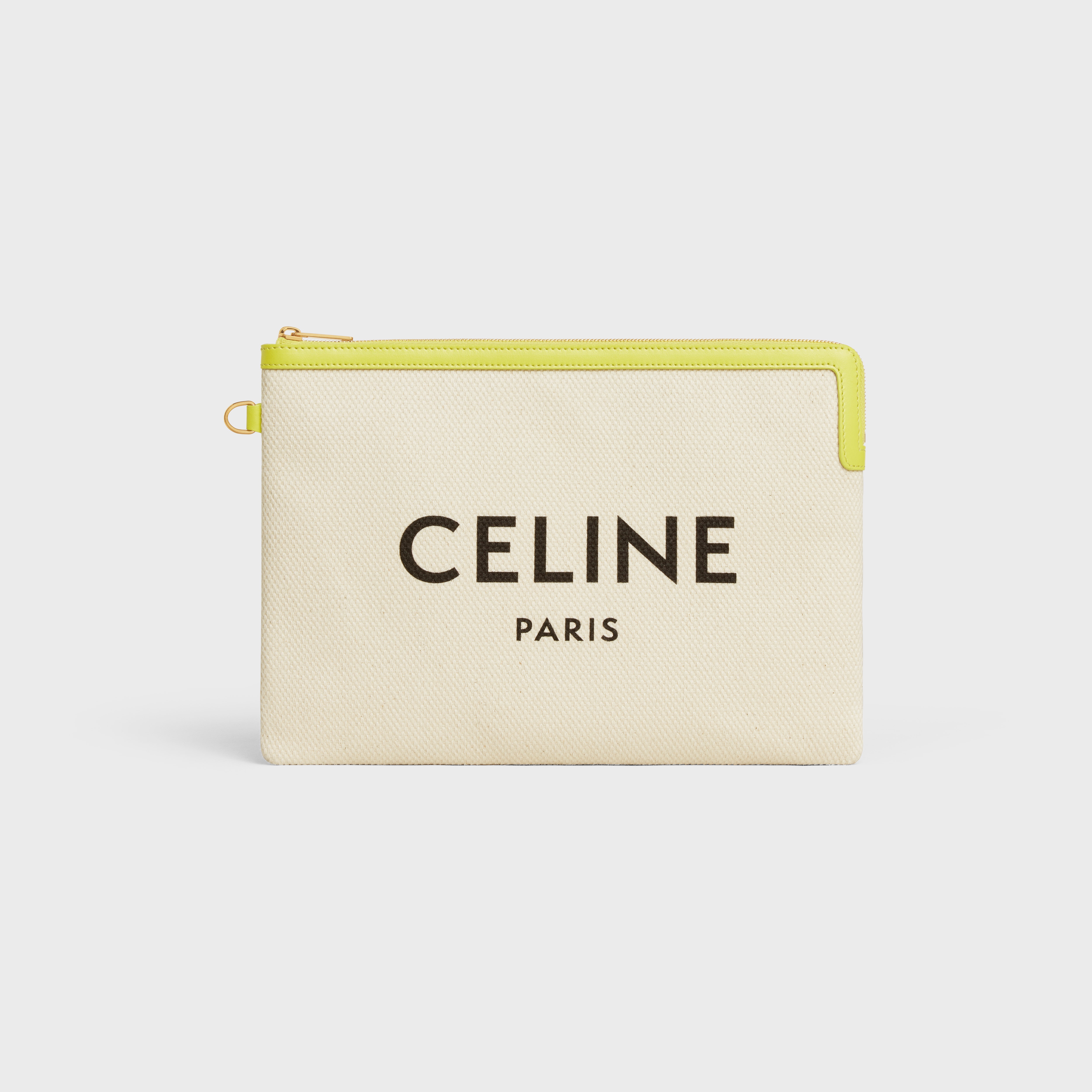 Small Pouch with strap in TEXTILE WITH CELINE PRINT AND CALFSKIN - 4