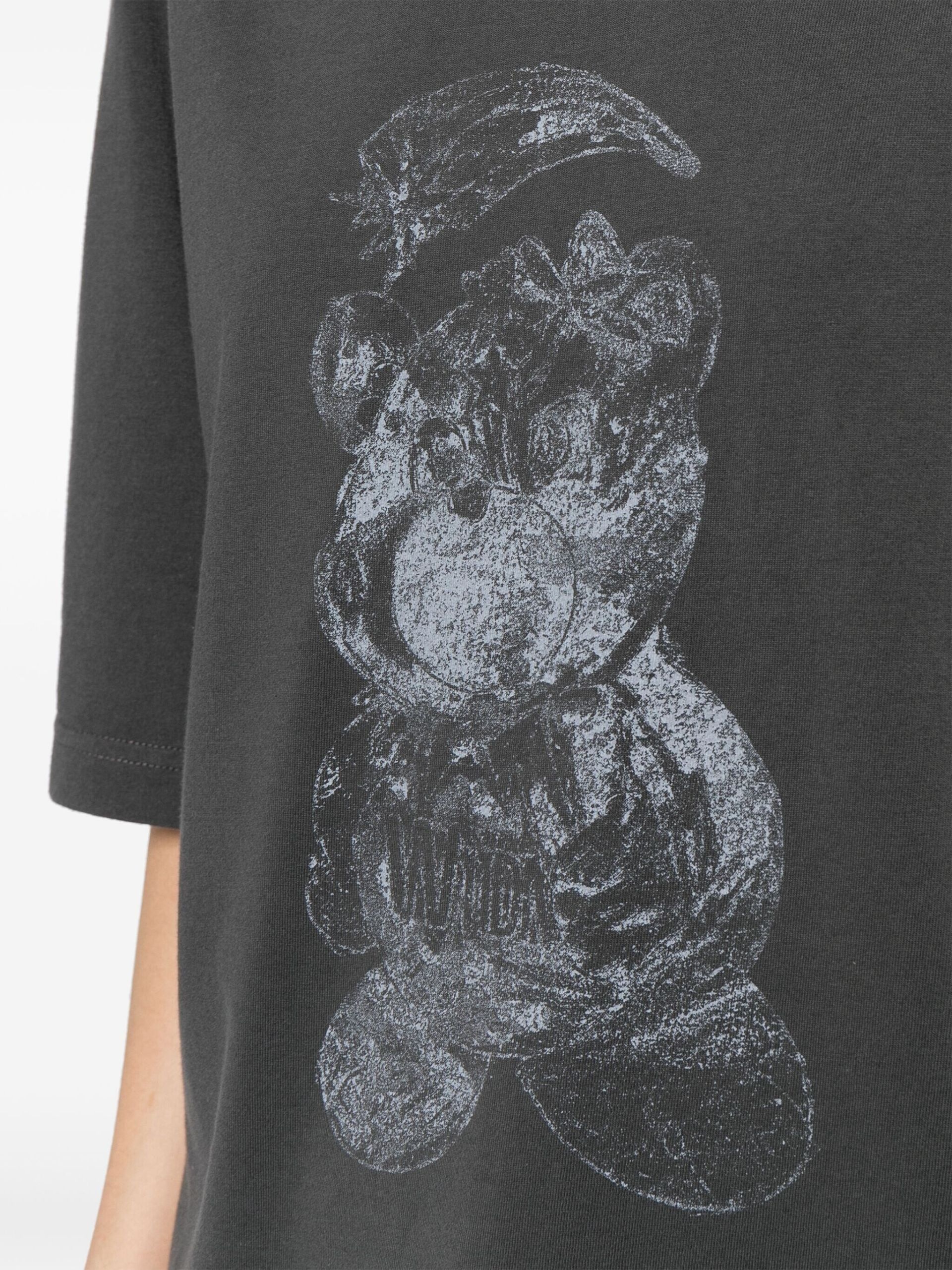 Grey Bear-Print Cotton T-Shirt - 5