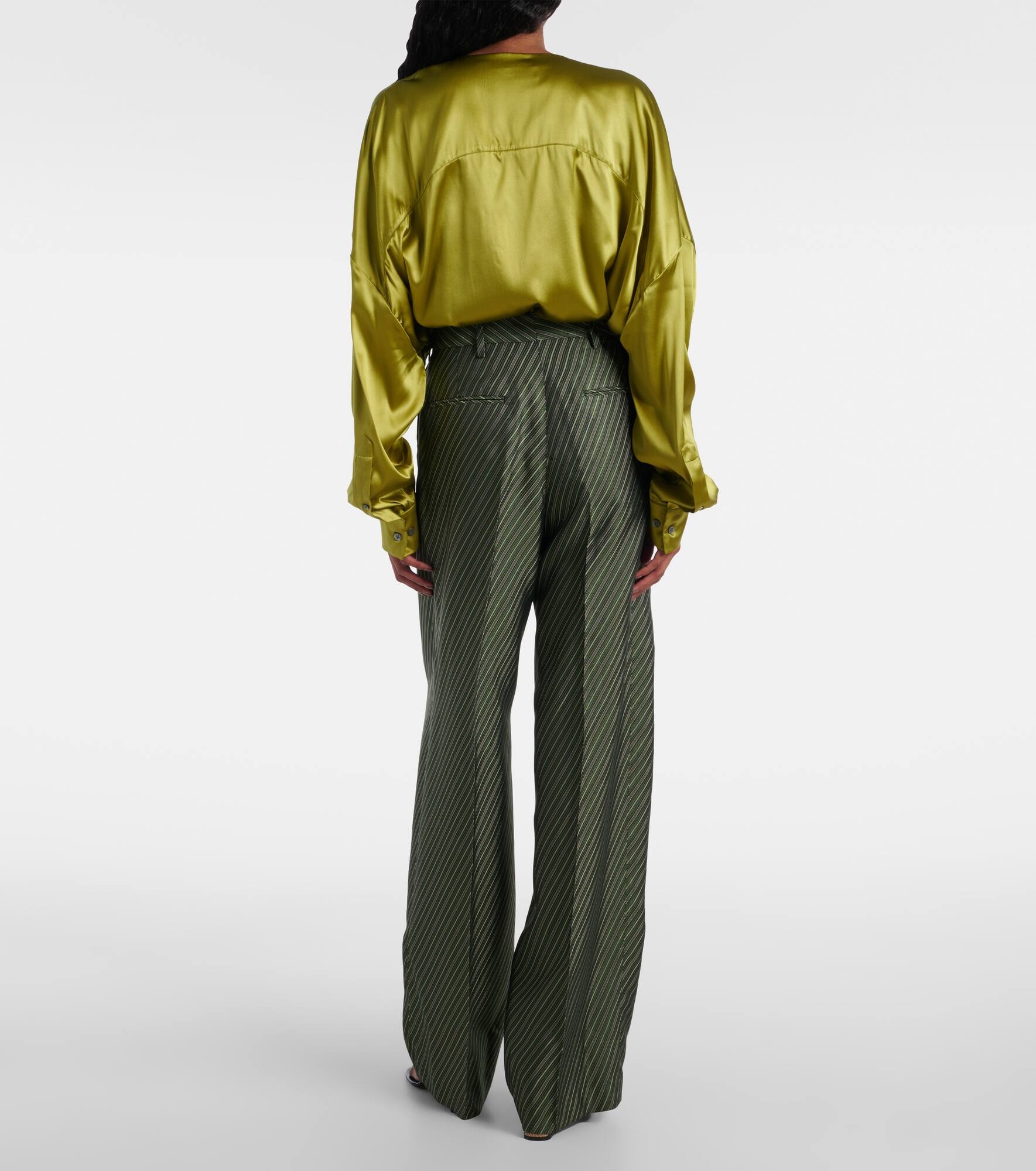 Striped high-rise wide-leg pants - 3