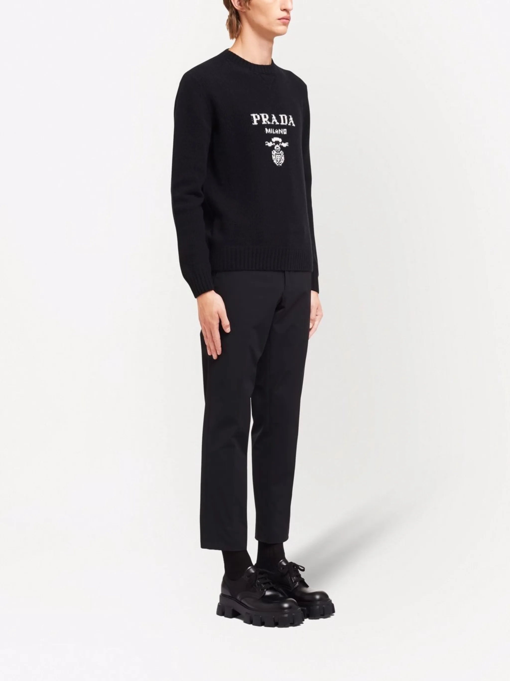 Prada Logo Intarsia Wool-cashmere Jumper - 3