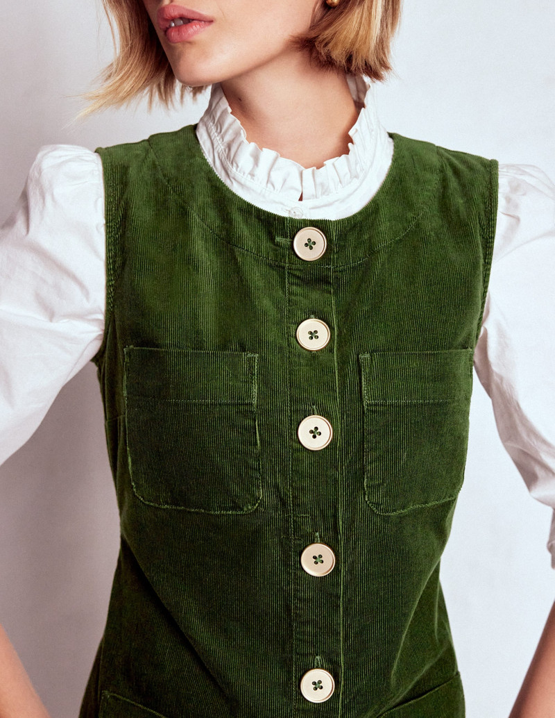 Evelyn Cord Shift Dress-Green Fir 3