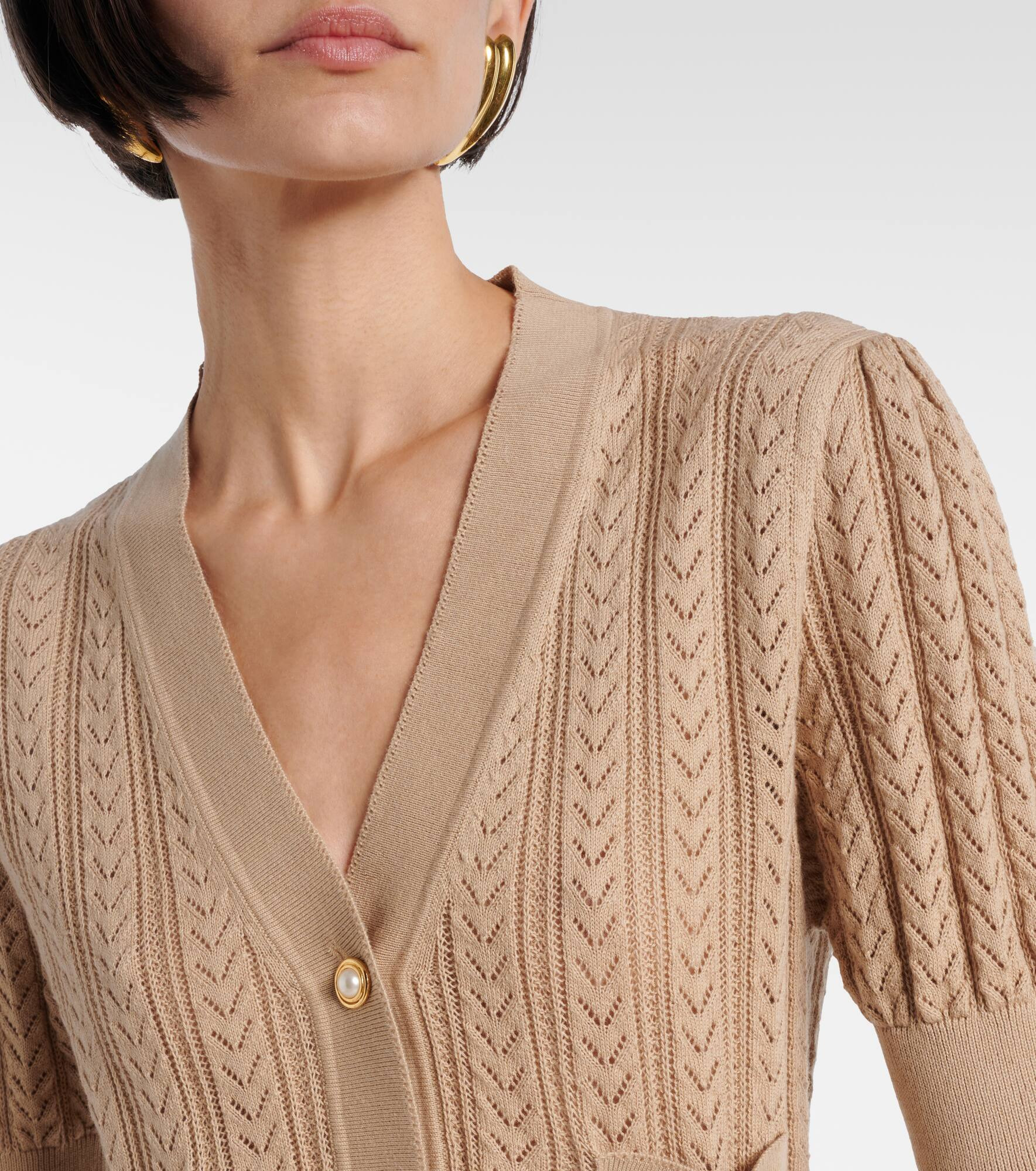 Pointelle cotton and cashmere cardigan - 4