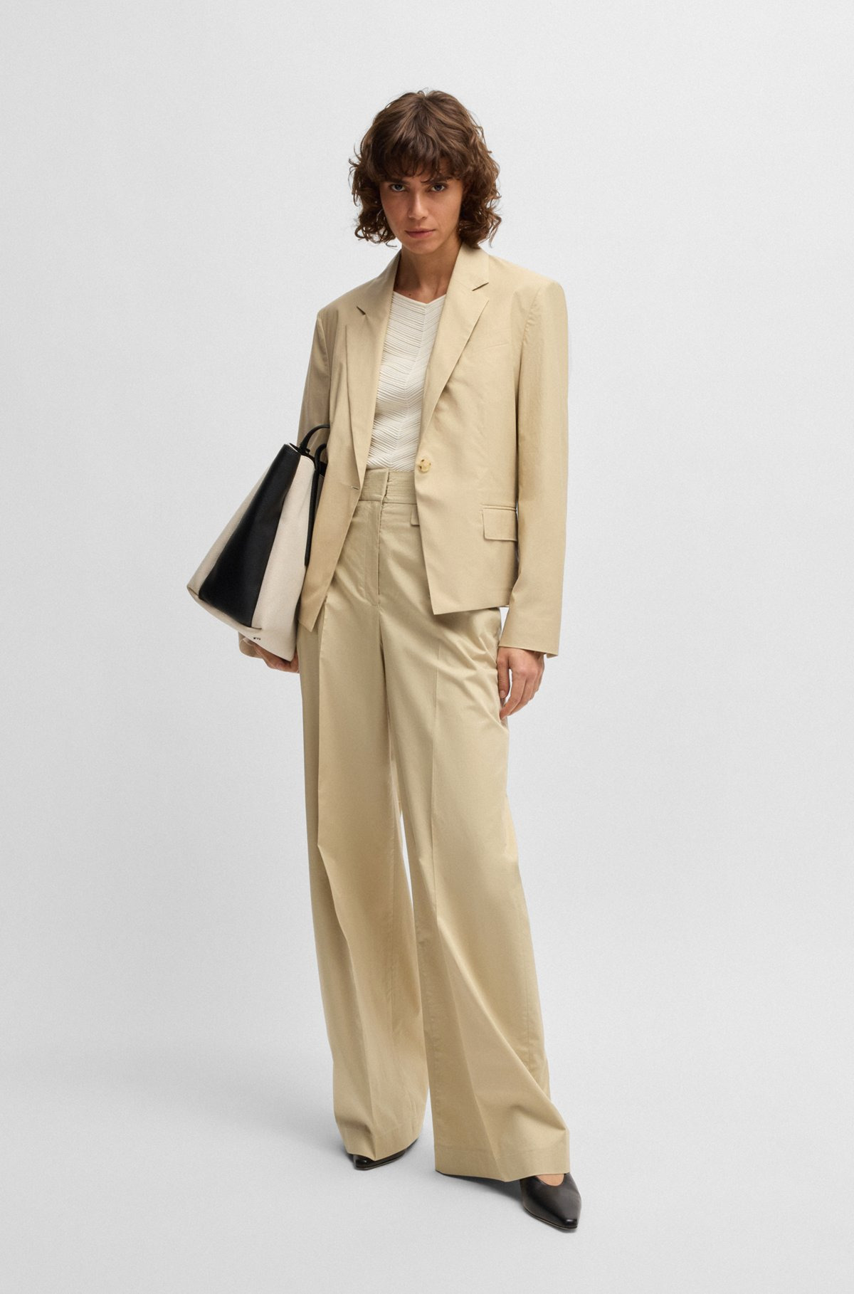 HIGH-WAISTED REGULAR-FIT TROUSERS IN AIRY STRETCH COTTON - 3
