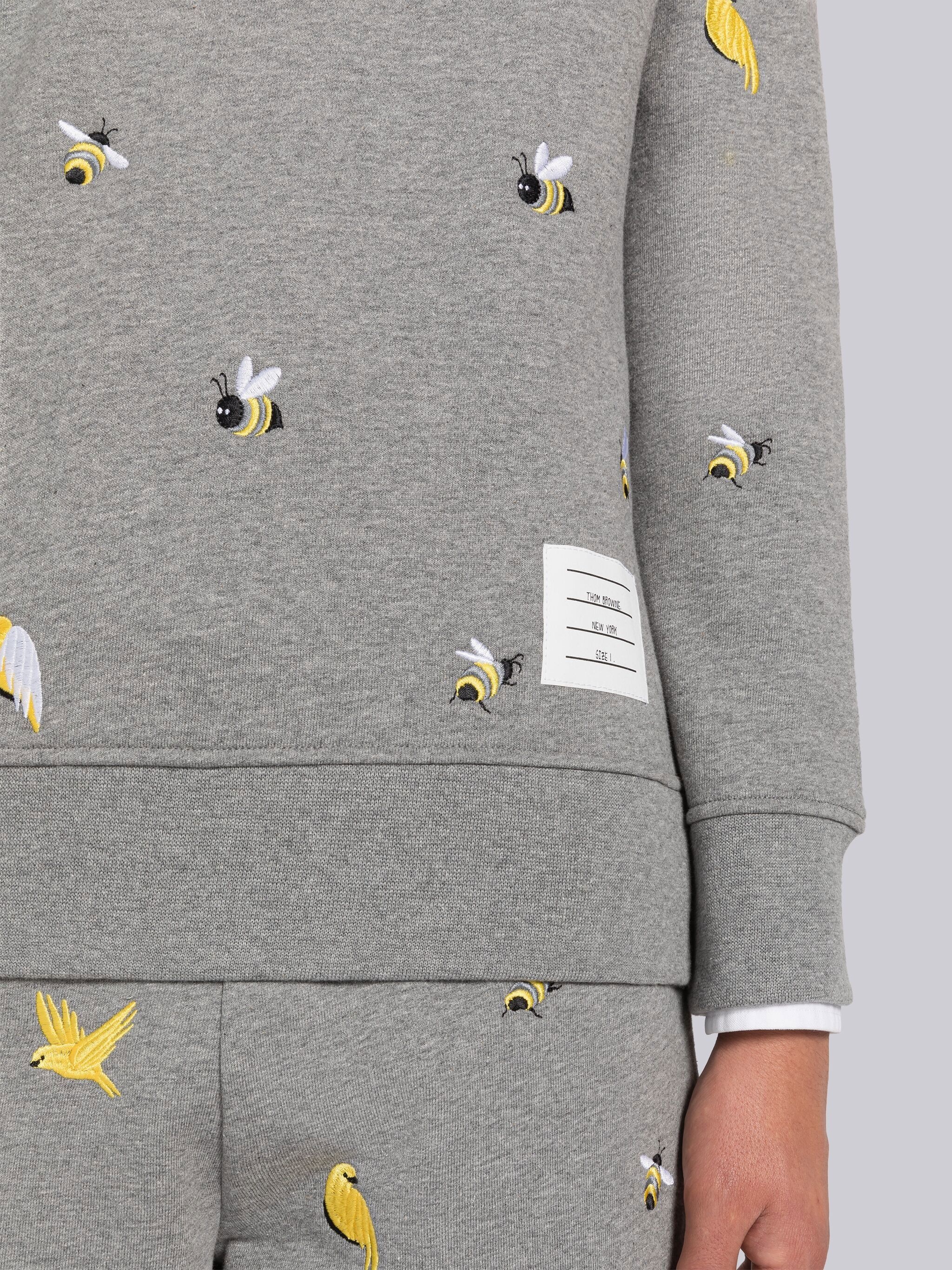 COTTON LOOPBACK BIRDS AND BEES RELAXED FIT CREW NECK SWEATSHIRT - 6