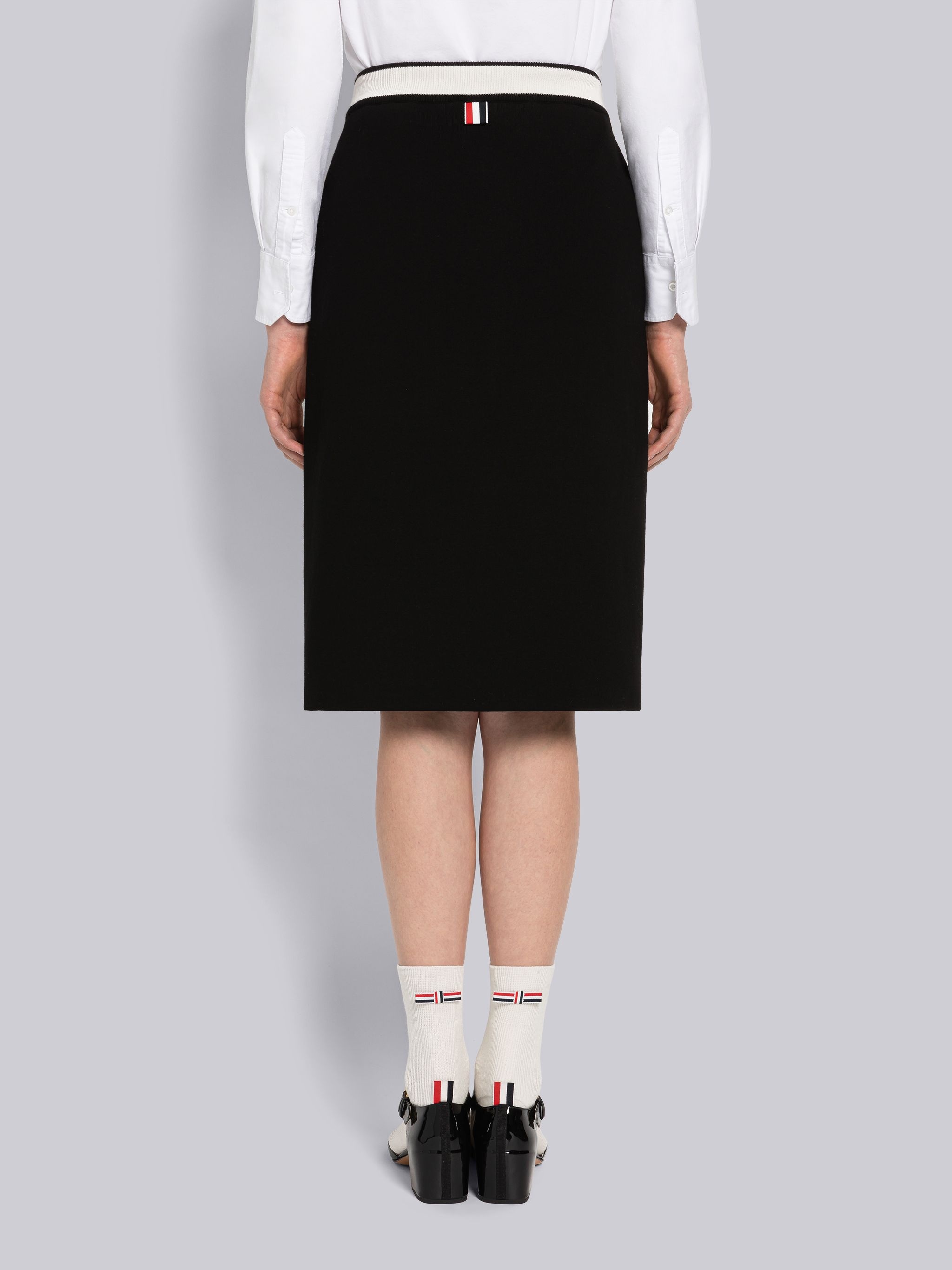 Double Face Cotton A-Line Skirt With Bow - 3