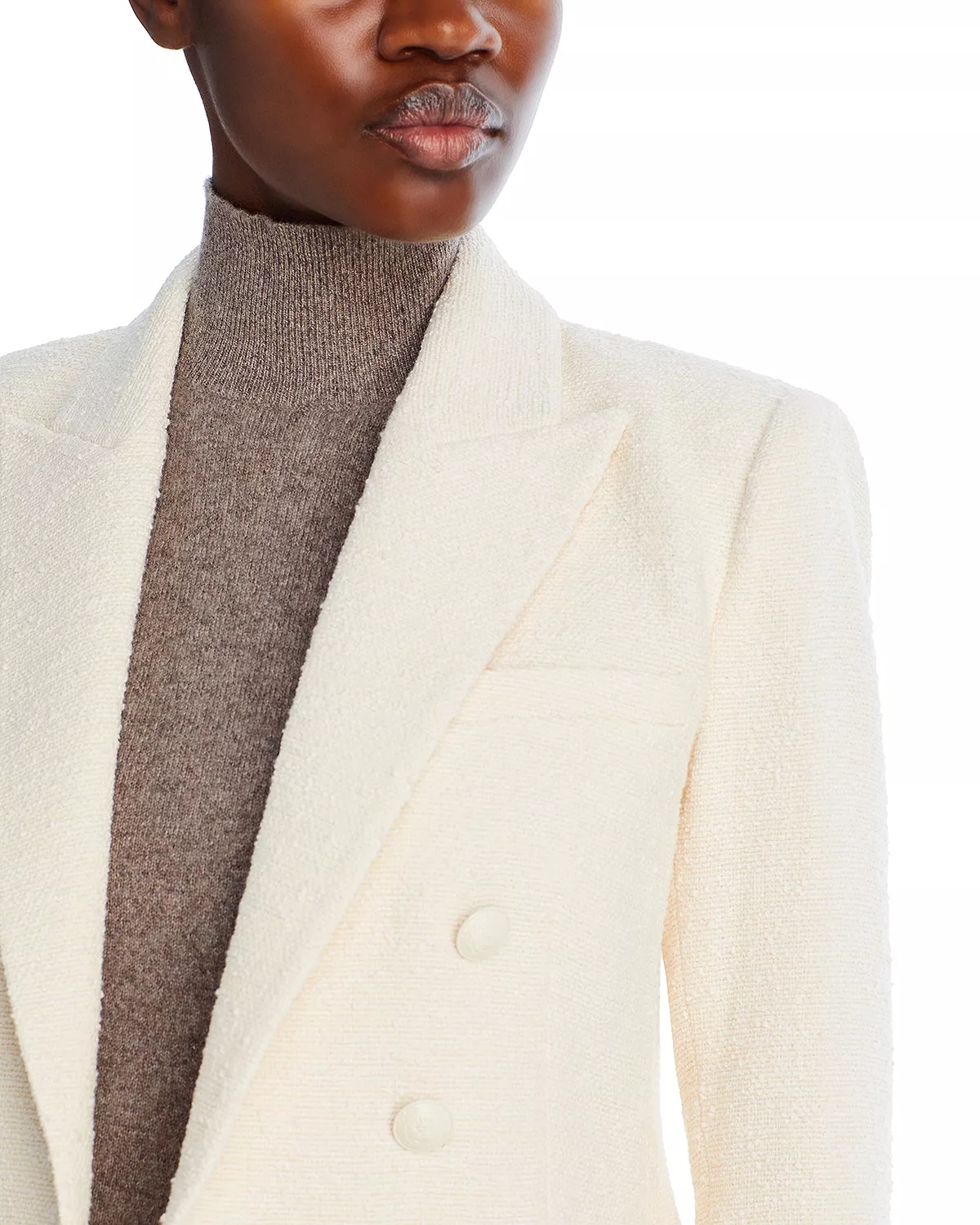 Brooke Double Breasted Cropped Tweed Blazer - 2