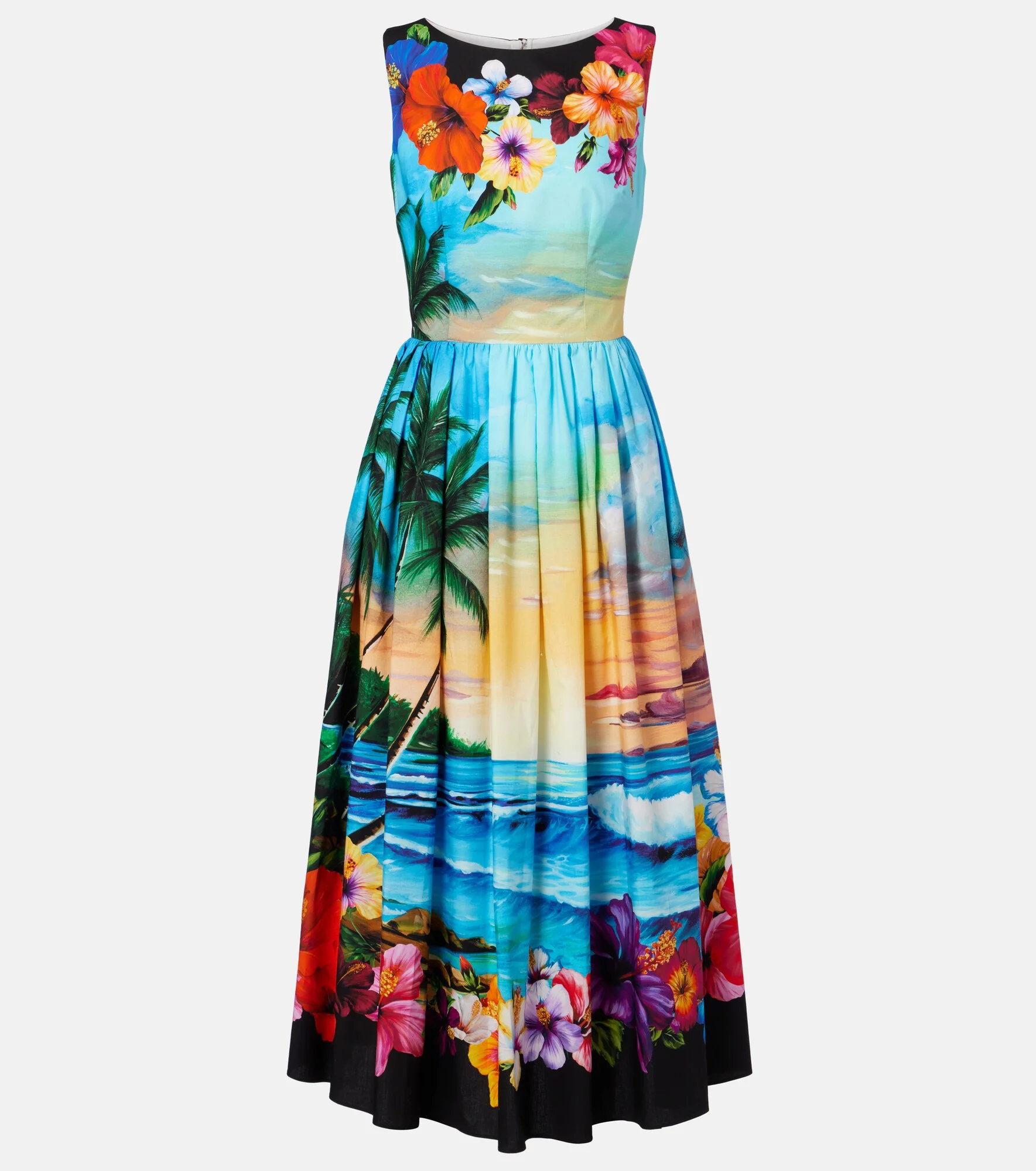 Printed cotton midi dress - 1