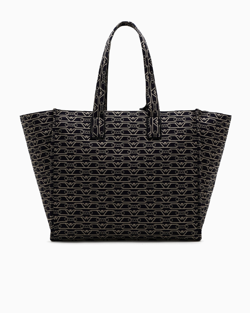 LARGE SHOPPER BAG IN JACQUARD CANVAS WITH ALL-OVER MONOGRAM 3
