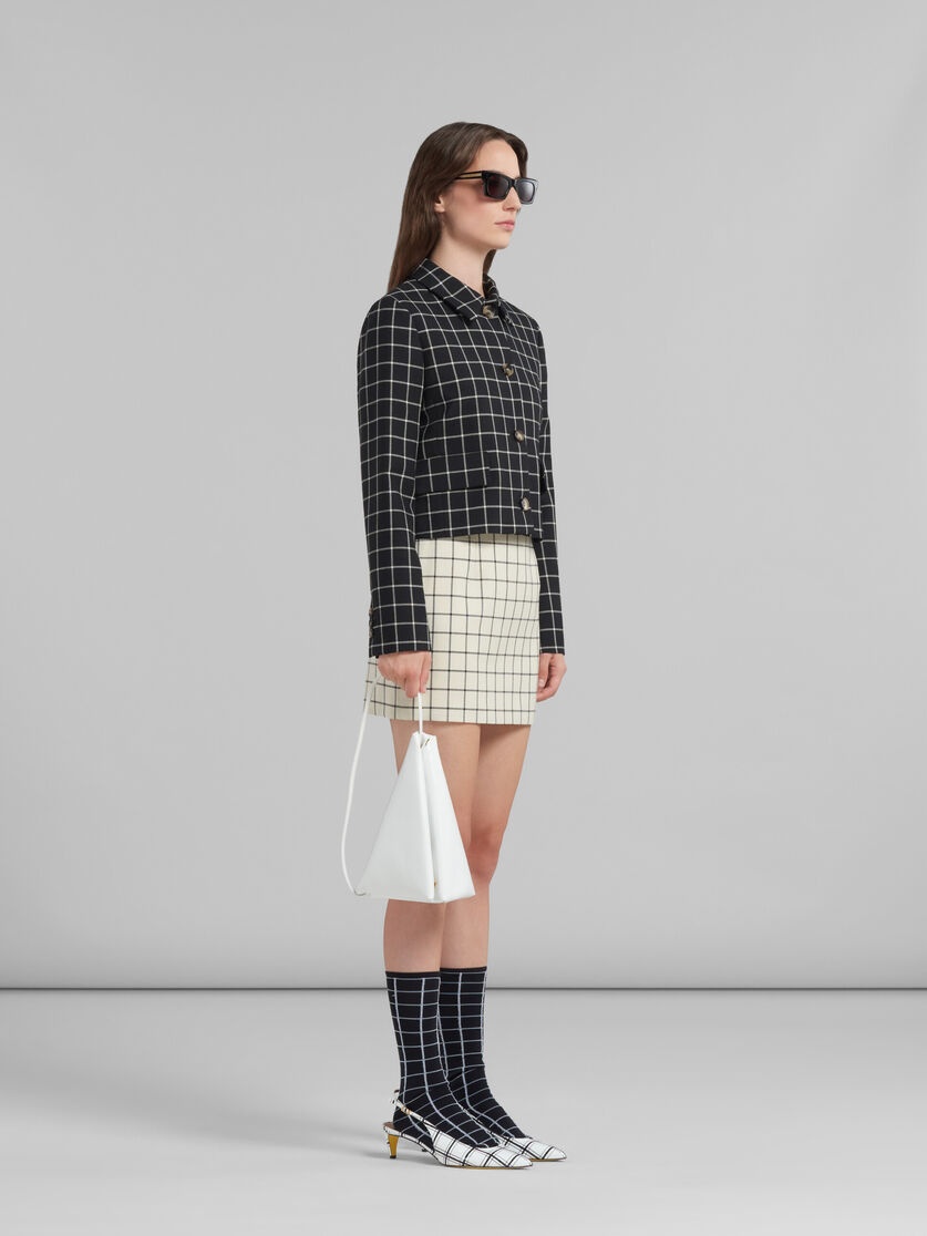BLACK CHECKED WOOL JACKET - 6