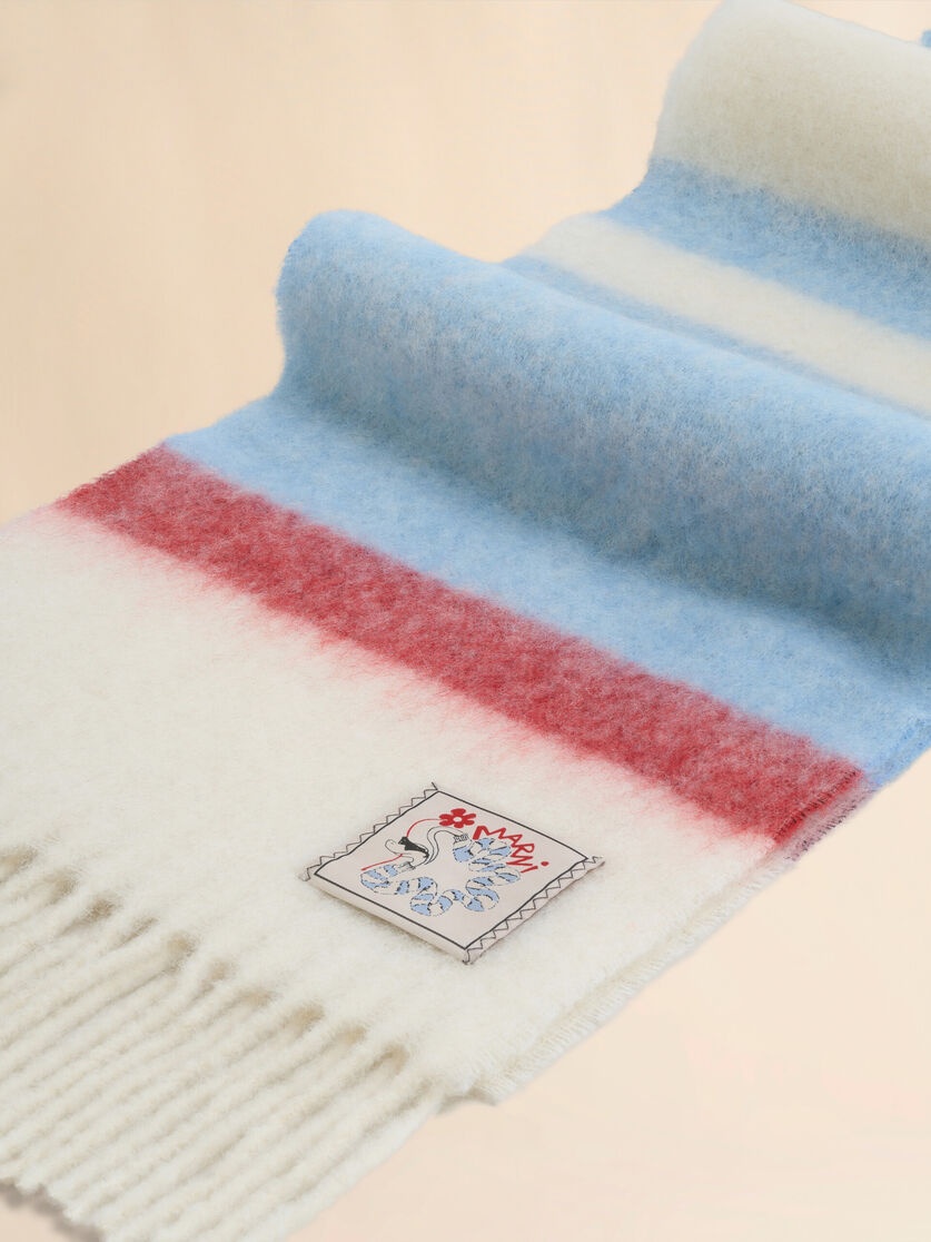 LIGHT BLUE STRIPED ALPACA-MOHAIR SCARF - 3