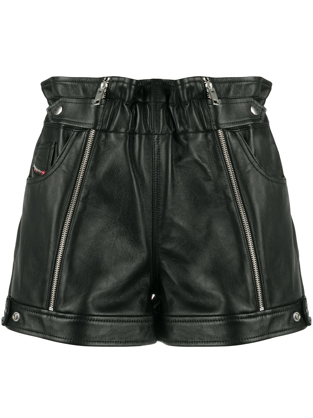 zipped biker shorts - 1