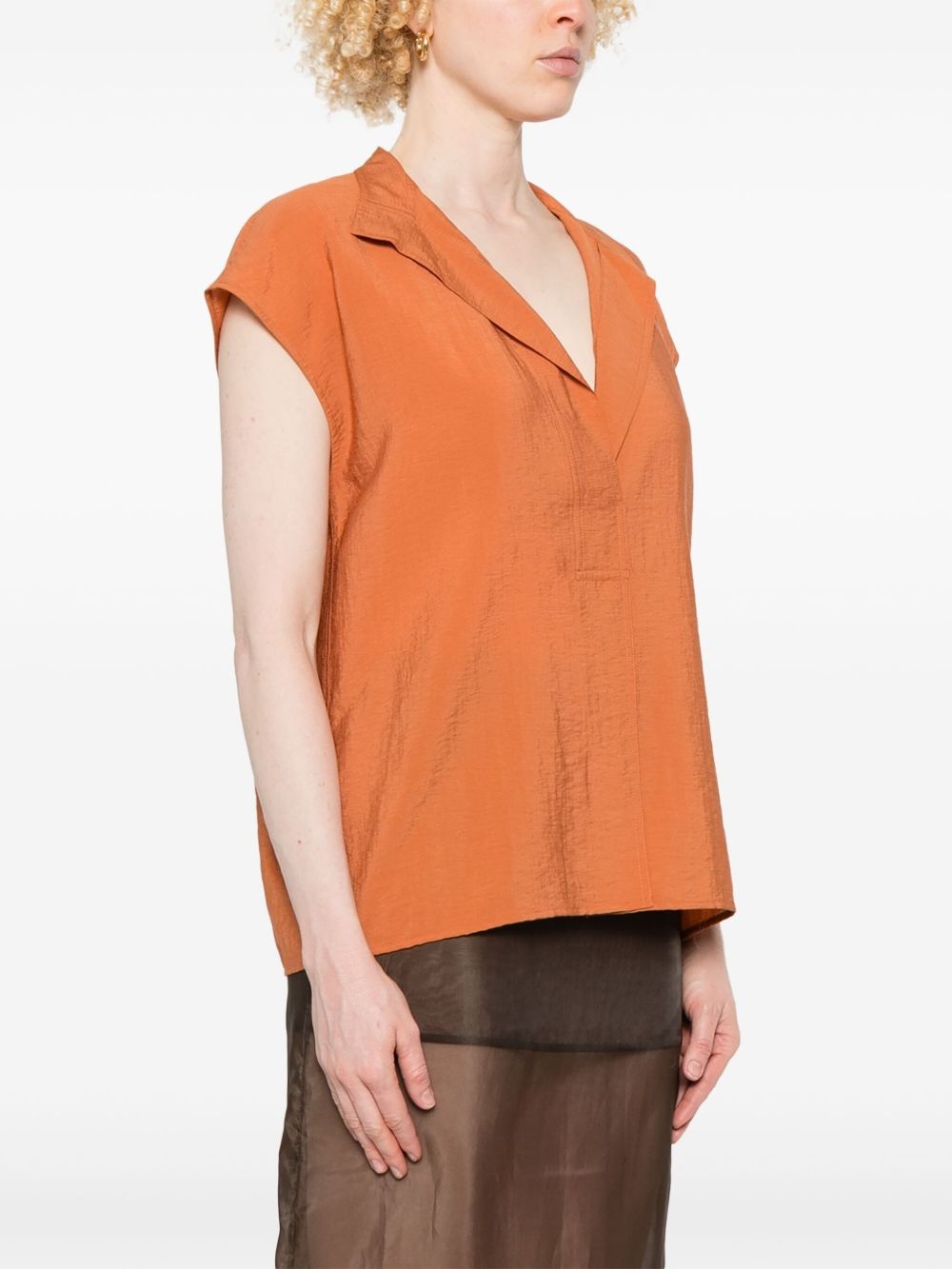voile cap-sleeves blouse - 3