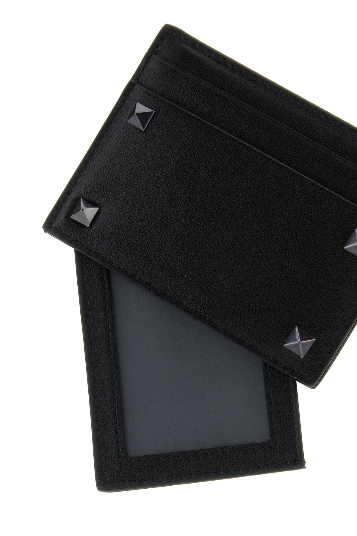 Black leather Rockstud card holder - 4