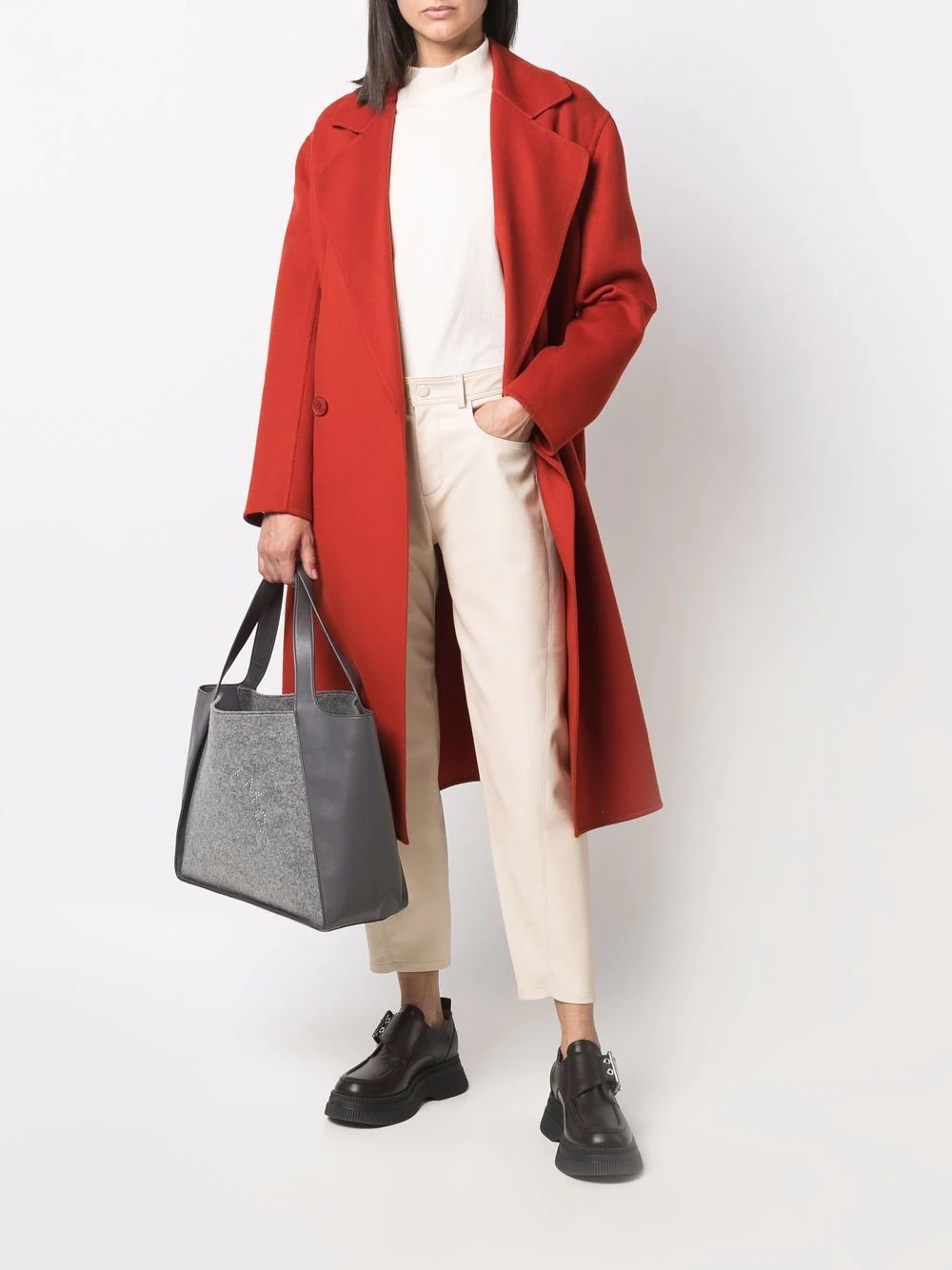 straight leg faux leather trousers - 2