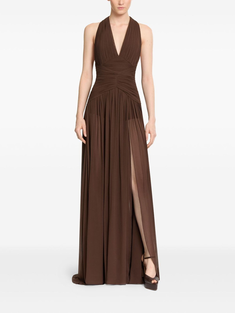 ELIE SAAB halterneck ruched maxi dress outlook