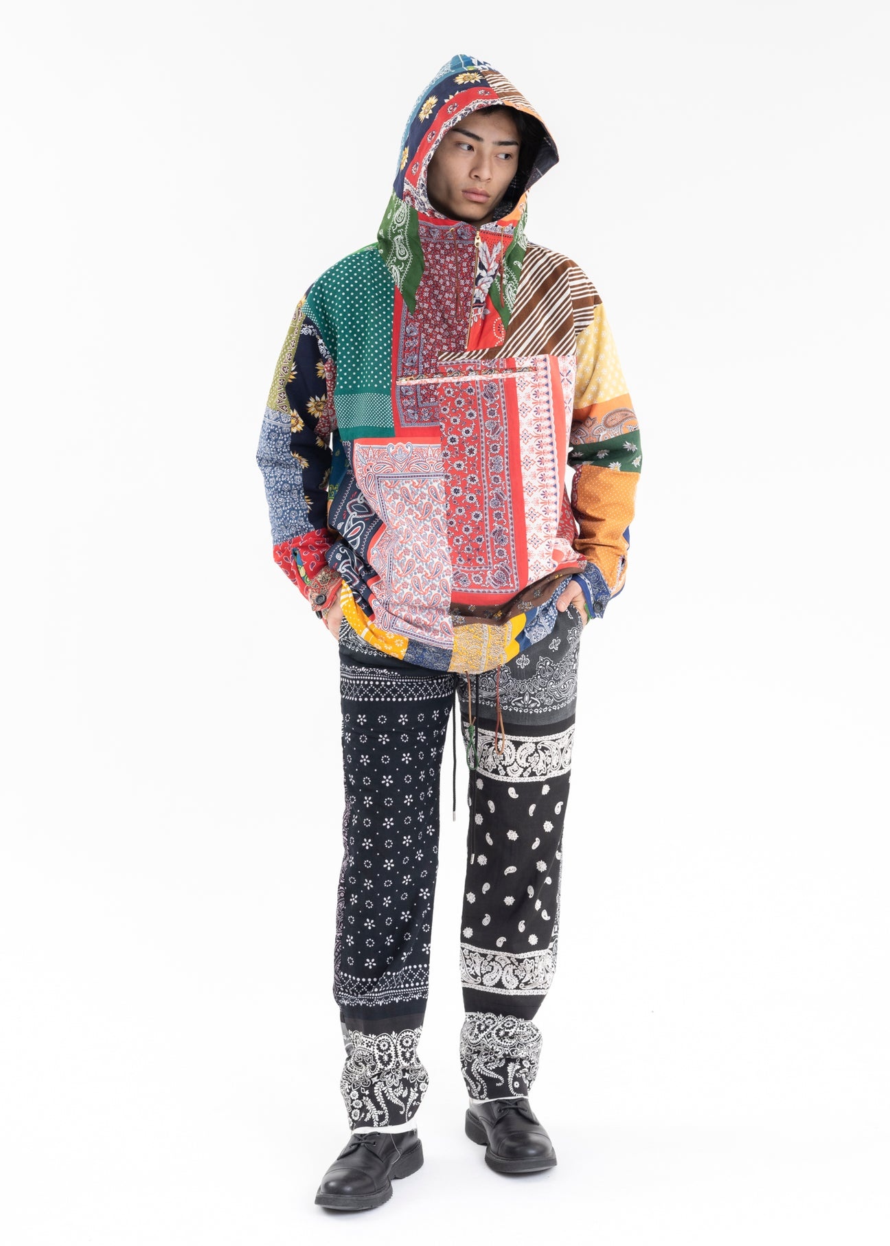 Mix VINTAGE BANDANA PATCHWORK ANORAK JACKET - 9