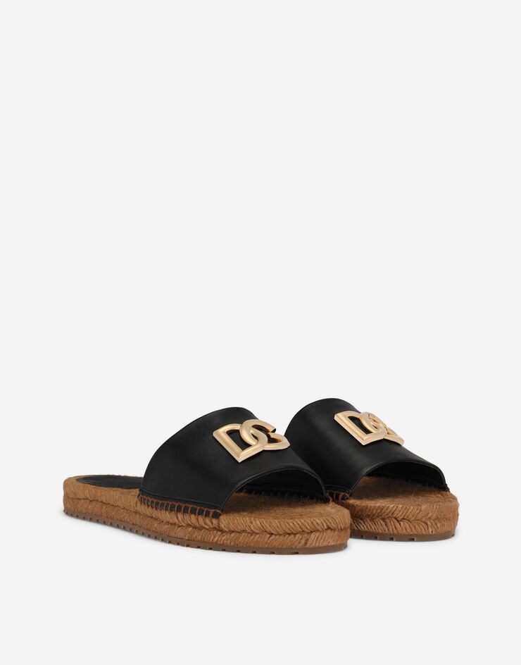 Nappa leather espadrille sliders with DG logo - 2