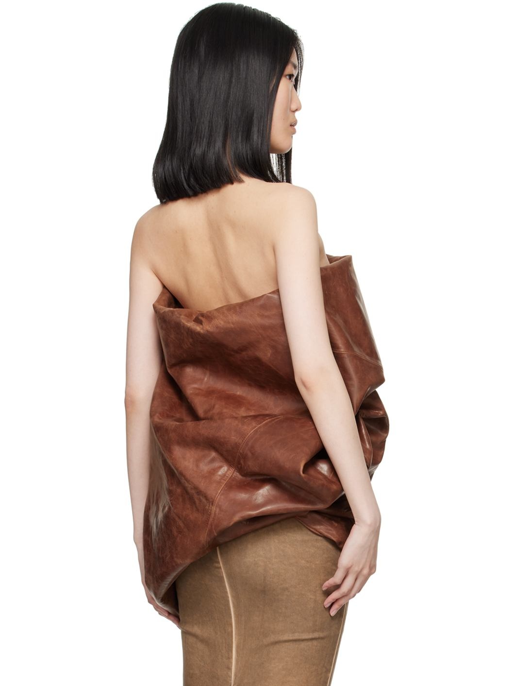 Brown Lido Hun Leather Camisole - 3