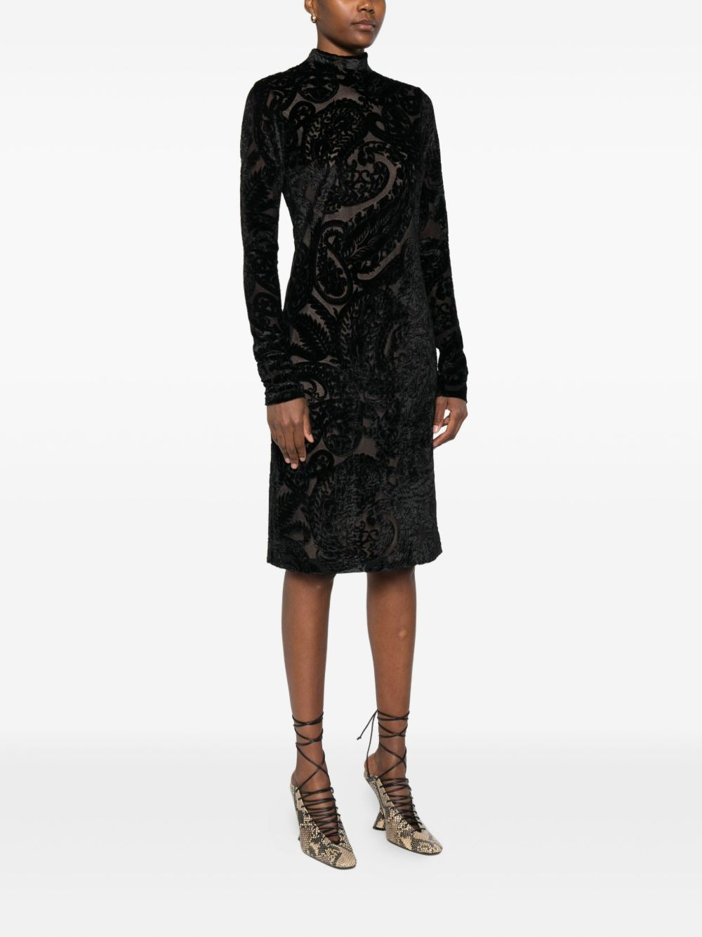 paisley-pattern velvet dress - 3