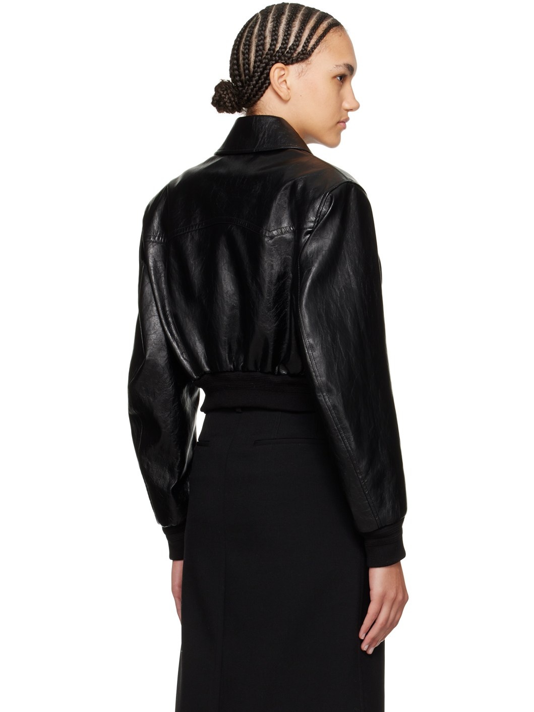 Black Lyon Faux-Leather Bomber Jacket - 3