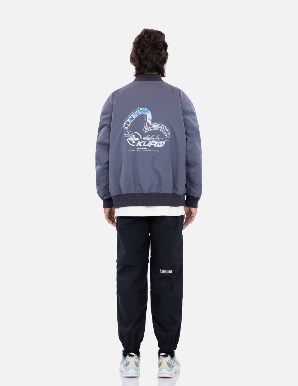 Spray Paint Effect Seagull Print Bomber Jacket - 5