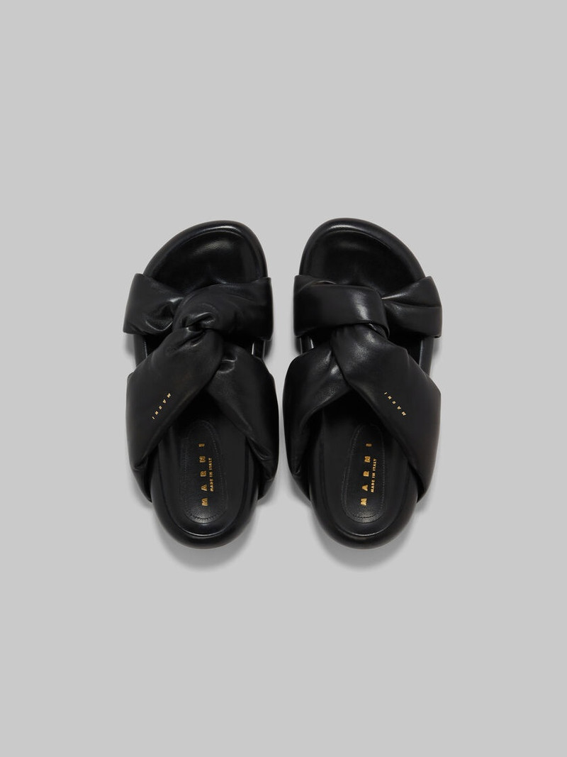 BLACK TWISTED LEATHER BUBBLE SANDAL 4