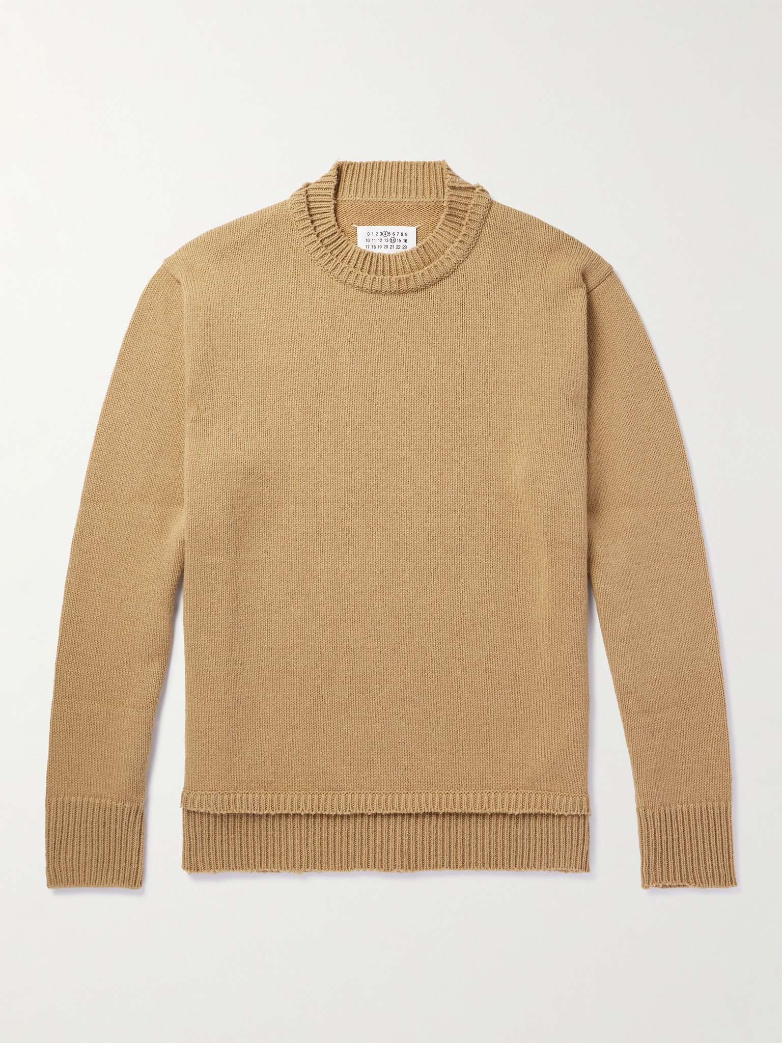 Suede-Trimmed Wool, Linen and Cotton-Blend Sweater - 1