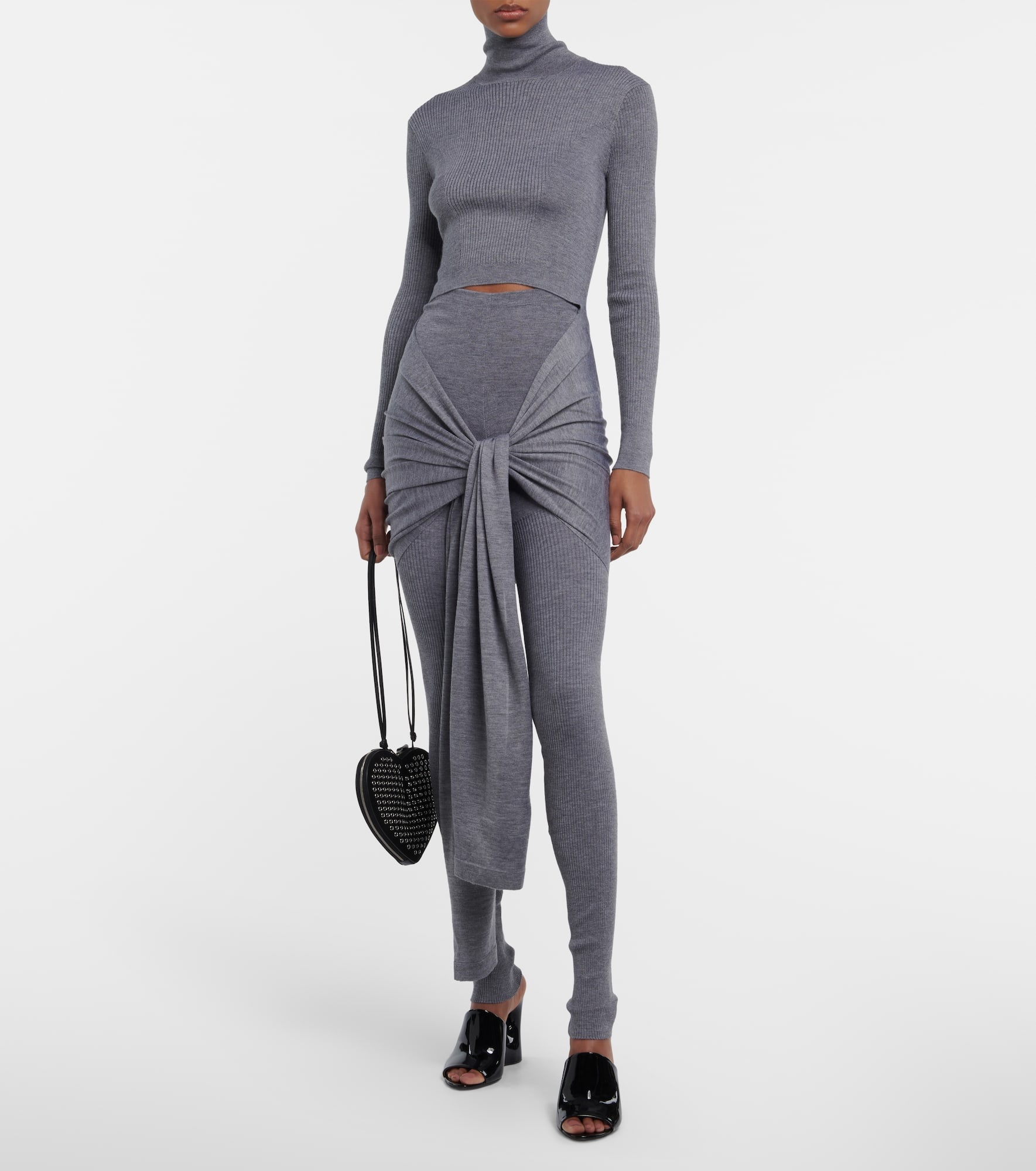 Tie-front cashmere and silk turtleneck sweater - 2