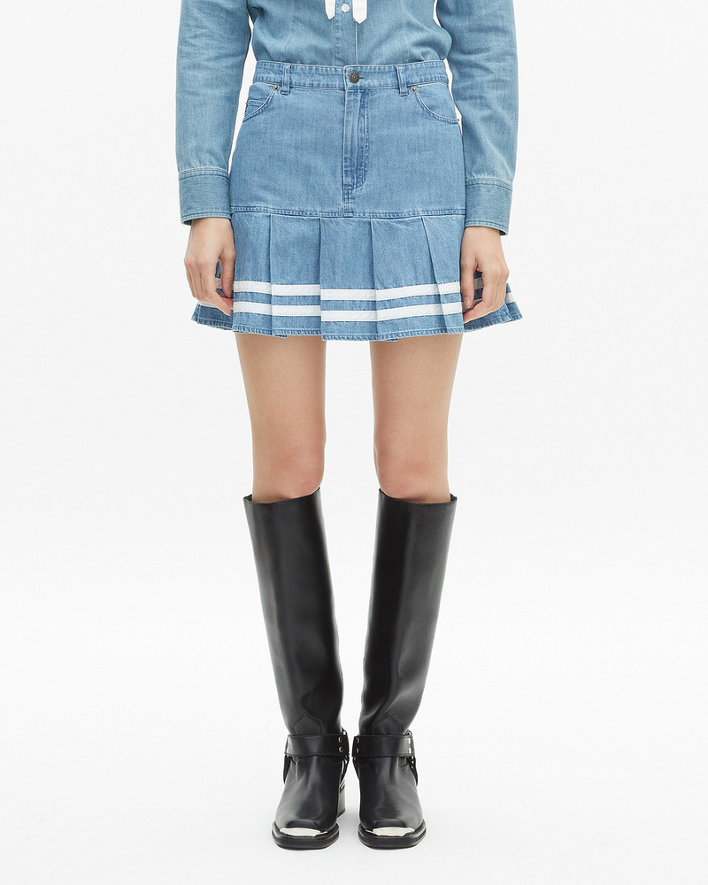 SHORT PLEATED DENIM SKIRT 4