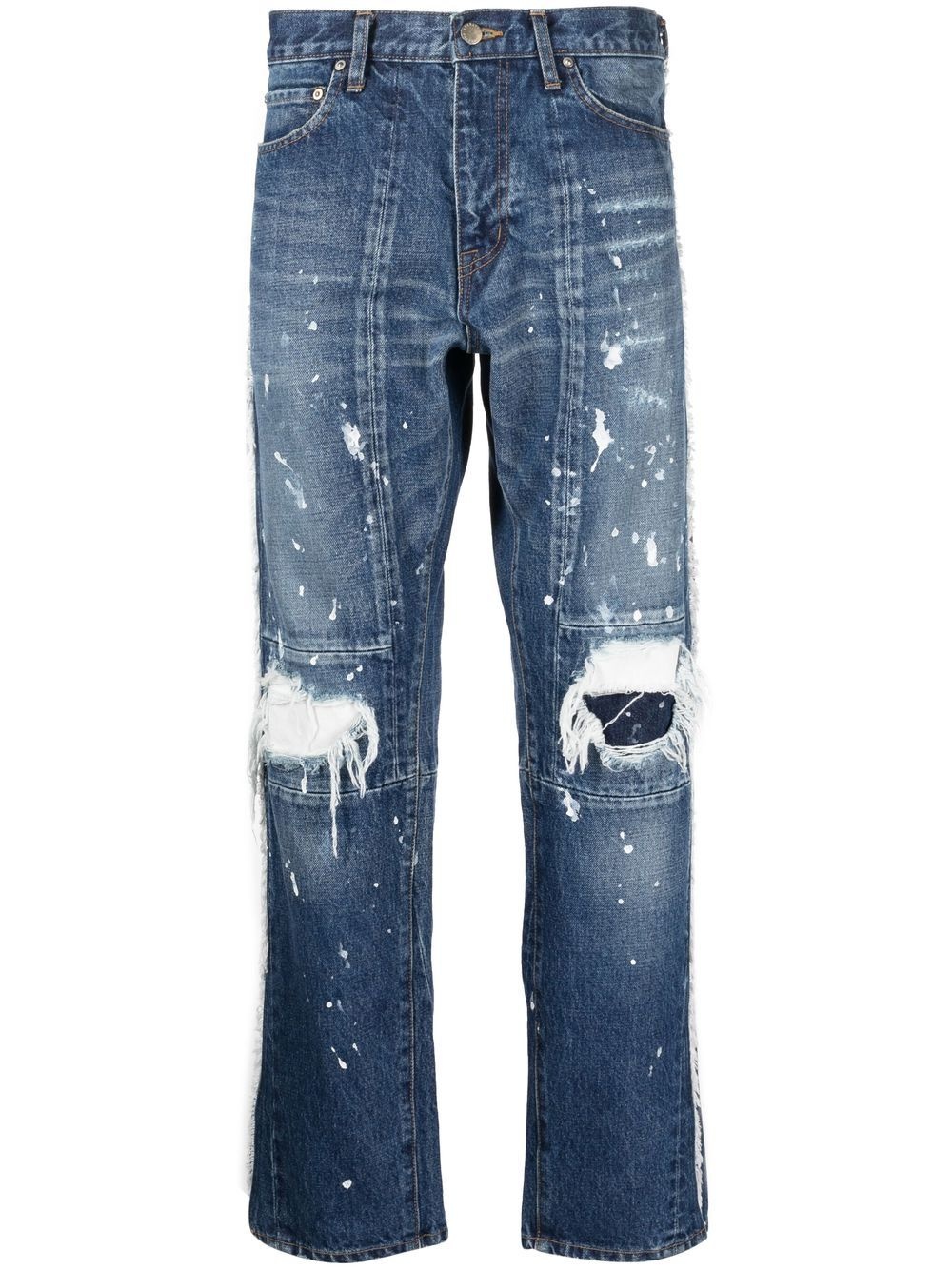 paint-splatter distressed jeans - 1