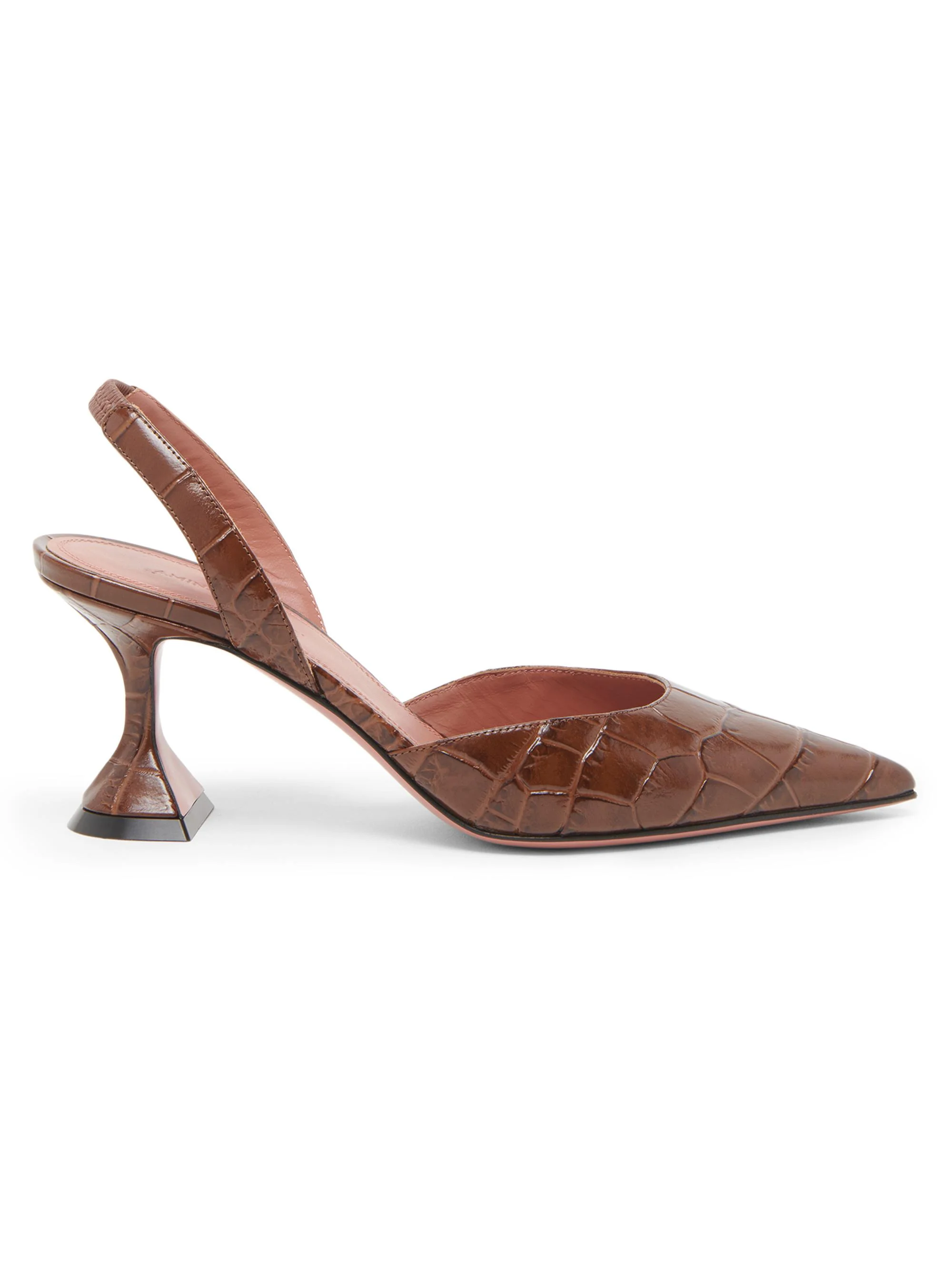 Women's Holli 70MM Croc-Embossed Leather Slingback Pumps - Brown Printed Croc - 1