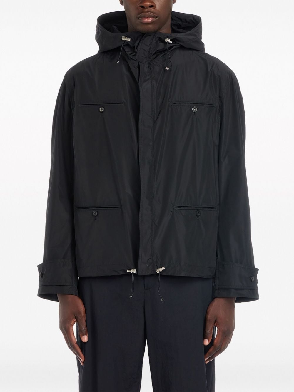 drawstring-hem hooded jacket - 3