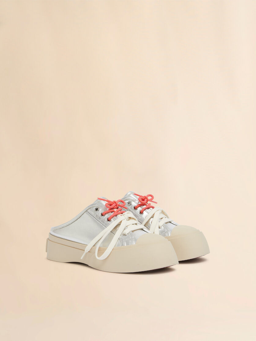 SILVER LEATHER PABLO LACE-UP SABOT - 2