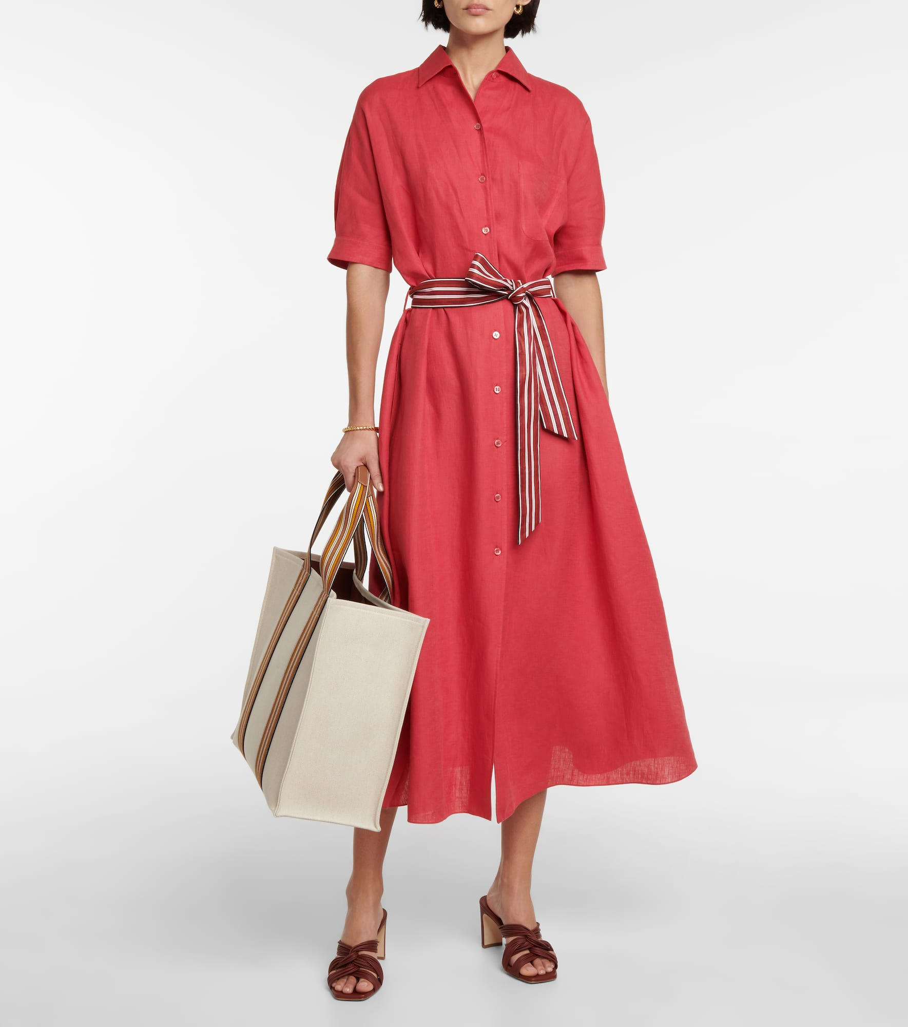 The Suitcase Stripe Medium canvas tote bag - 5