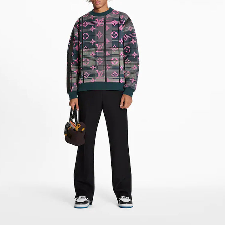 LOUIS VUITTON LV SS21 Monogram Crewneck Pullover Long Sleeve Sweatshirt For Men Green 1A8P0J - 2