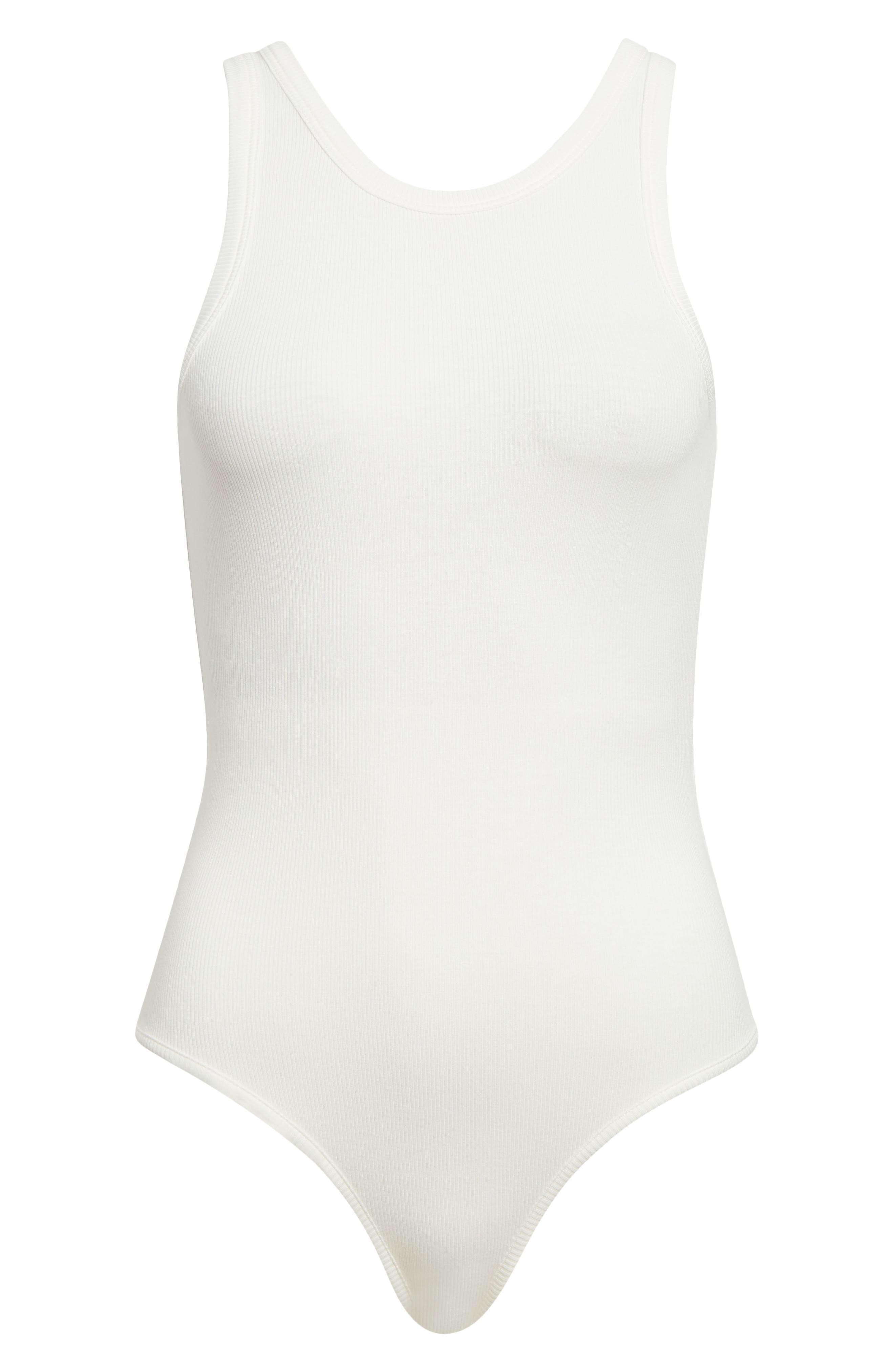 Alaïa Rib Bodysuit in Blanc Casse at Nordstrom - 1