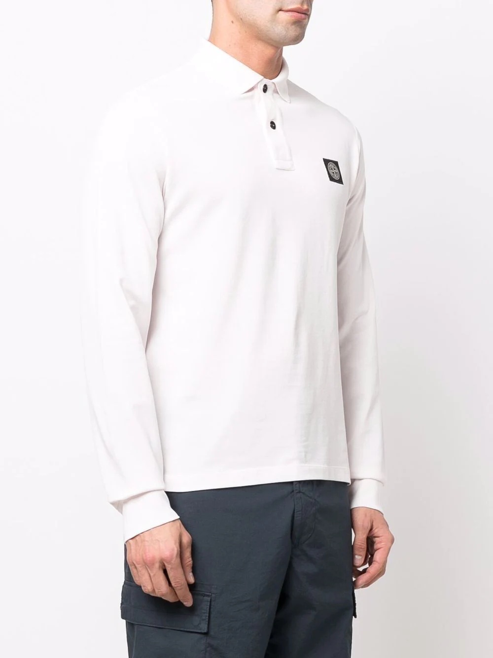 Compass patch long-sleeved polo shirt - 3