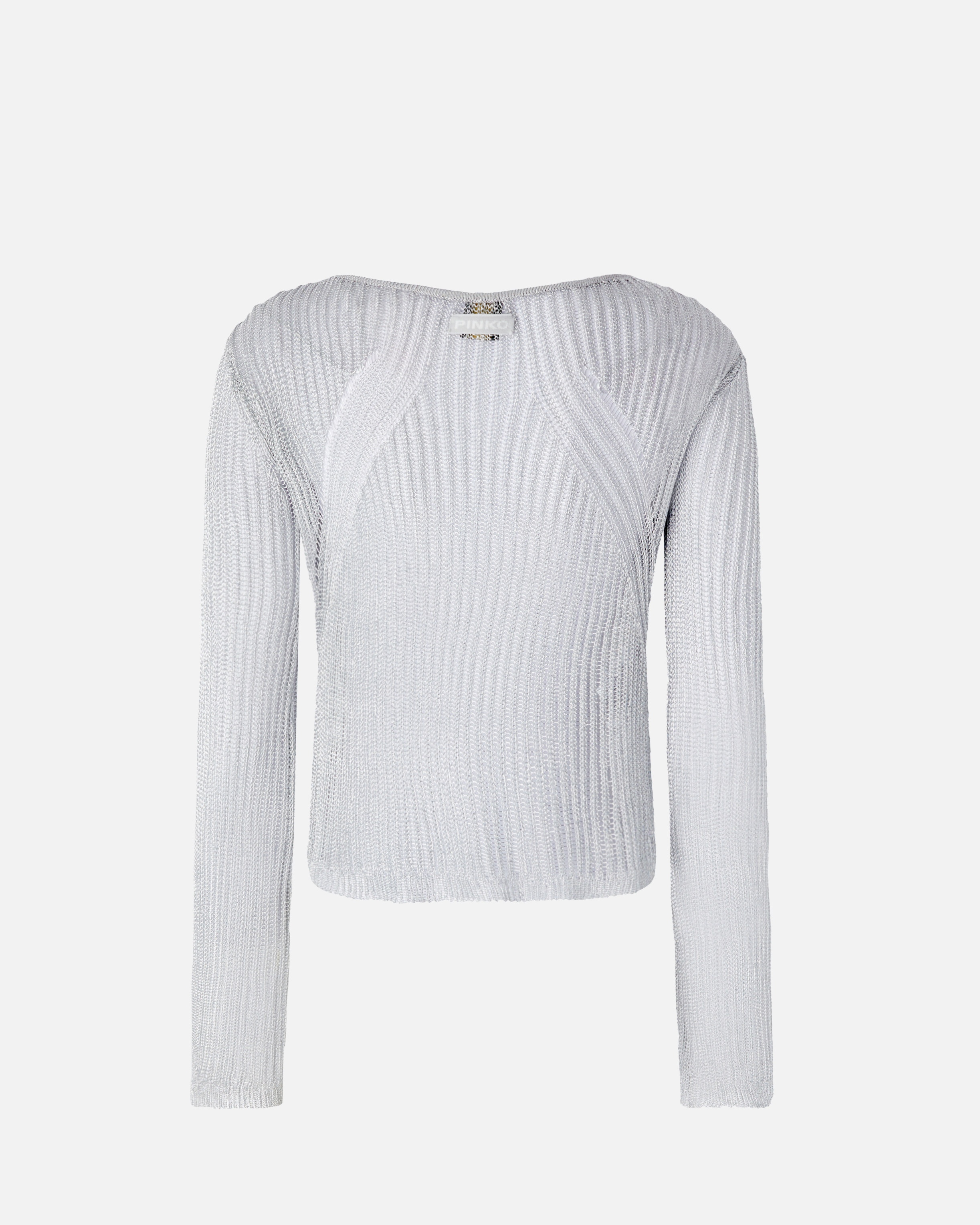 METALLIC TRANSPARENT SWEATER WITH WIDE NECKLINE - 6