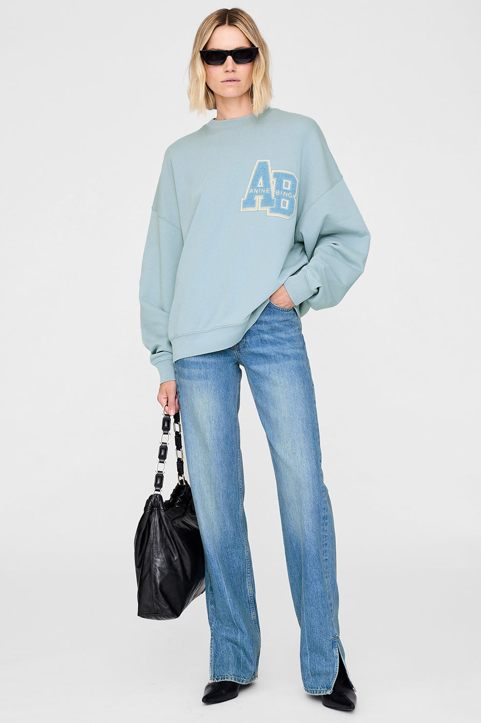 Miles Oversized Sweatshirt Letterman - Pastel Blue - 2
